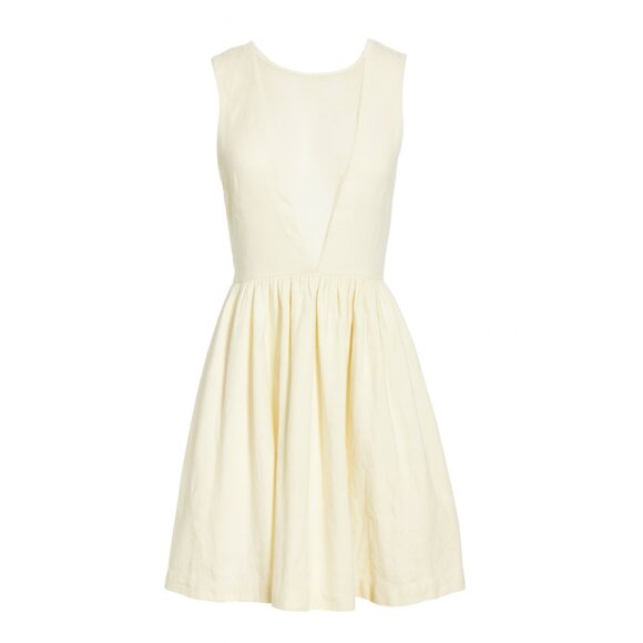 Free People Dresses & Skirts - Free People Ivory Cotton Mesh Plunge Mini Dress – Size S